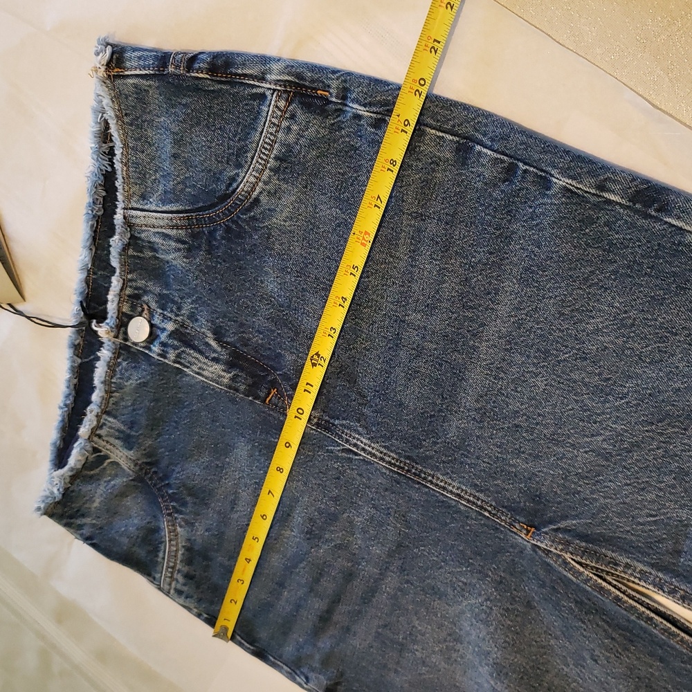 AllSaints NEW Skirt 'Cyra' Maxi Blue Denim Jean Frayed Waist Front & Back Slits - Picture 8 of 14